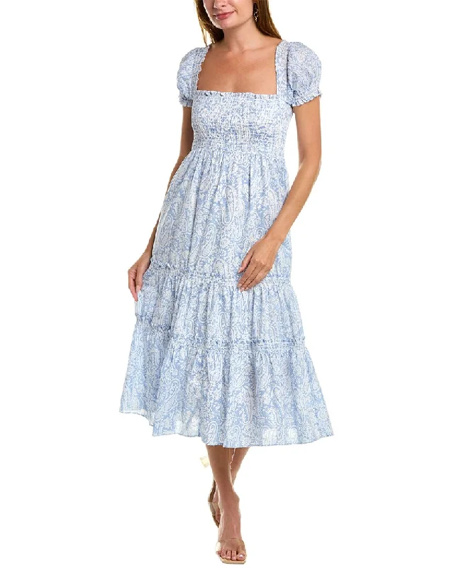 Noble And Elegant O.P.T. Square Neck Smocked Maxi Dress