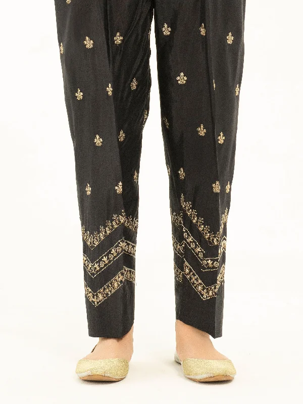 Multifunctional Style Embroidered Silk Trousers