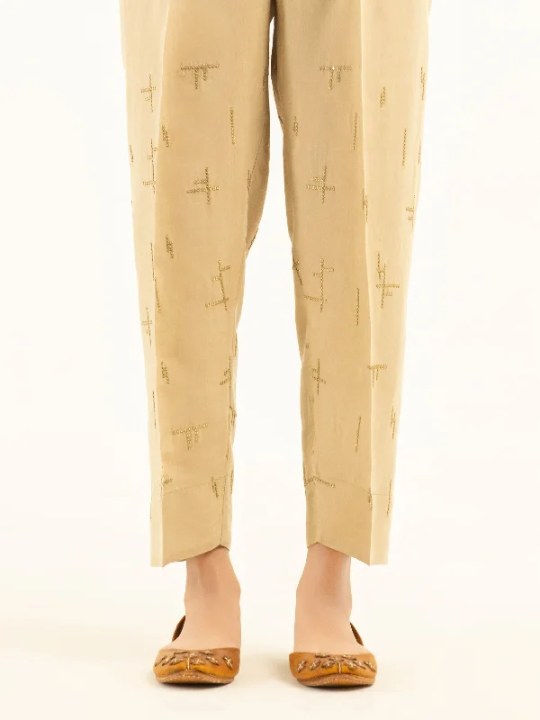 Fashionable Prints Embellished Silk Trousers