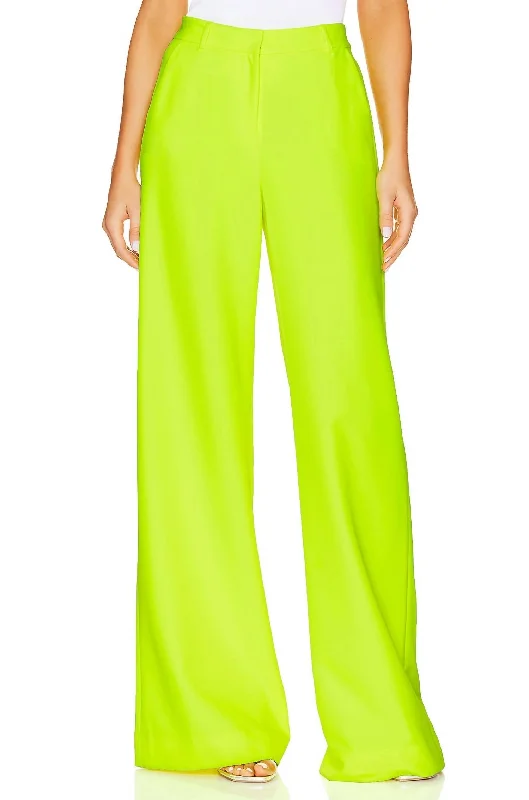 Modern Tailoring Pilar Wide Leg Pant In Chartreuse