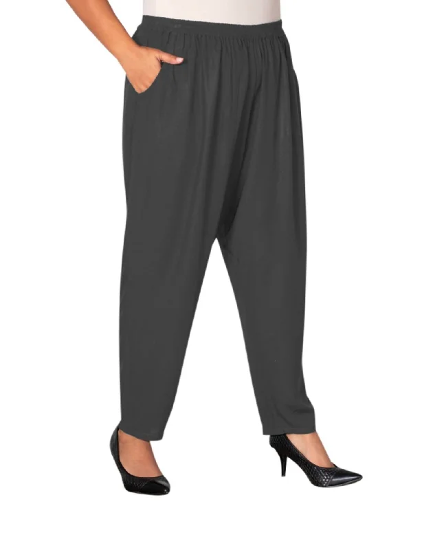 Minimal Classic Tailored Leg Rayon Pants - Plus In Gray