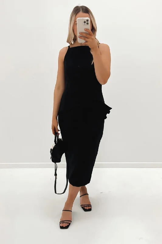 Elegant Design The Introspect Midi Dress Black