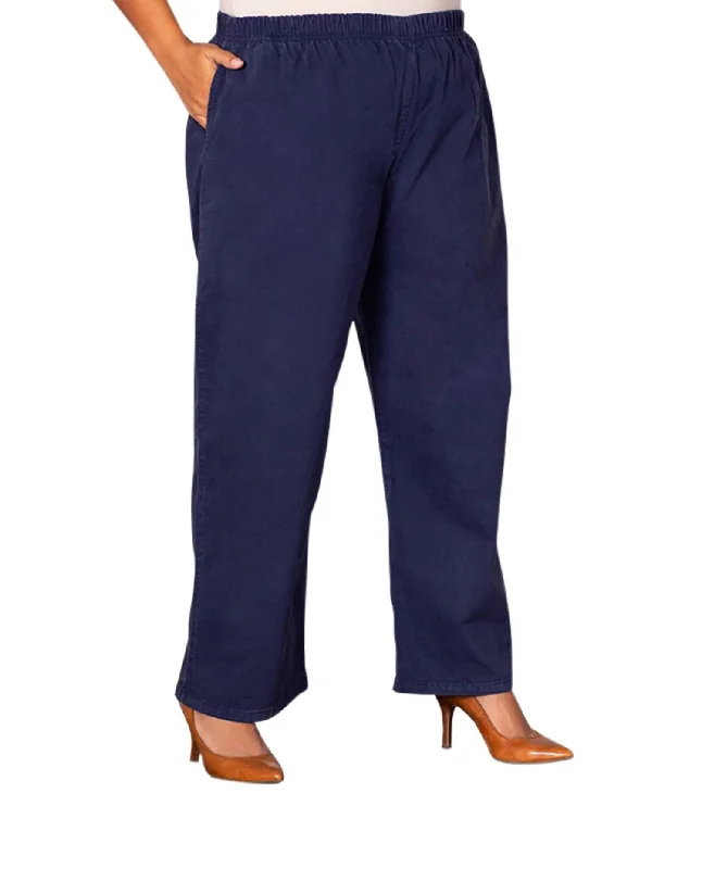 Fashion Wear Wide Leg Stretch Twill Pants - Plus In Navy