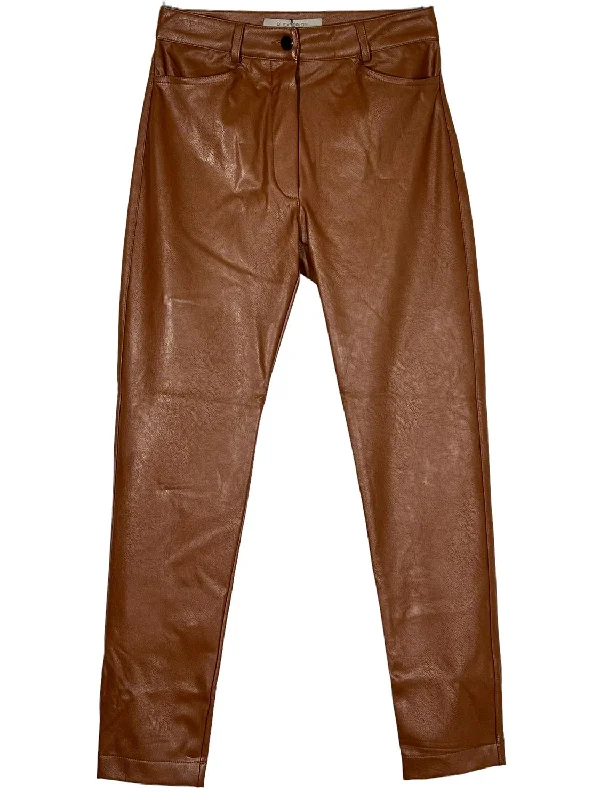 Editorial Design Women Eco Leather 5 Pocket Pant In Cognac