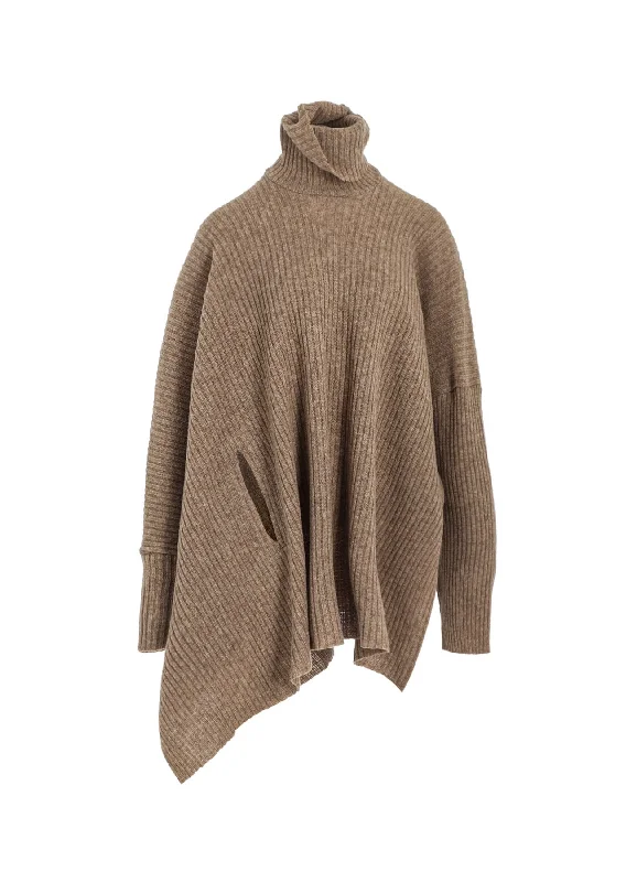 High Street Fashion RIBBED UNBALANCED PONCHO