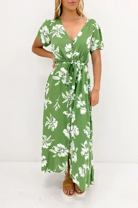 Spring Fashion Zaket Maxi Dress Green