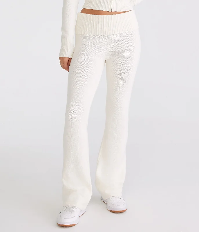 Exquisite Details Aeropostale Flare Mid-Rise Fold-Over Sweater Pants