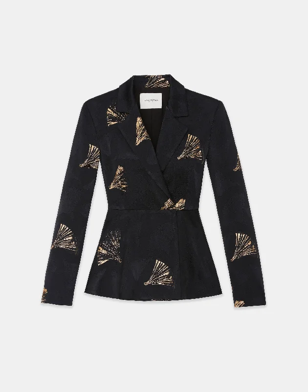 Fresh Wear Metallic Leafed Pages Jacquard Blazer