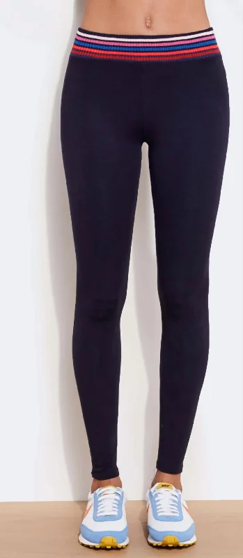 New Season Series Multicolor Waistband Yoga Pant In Navy